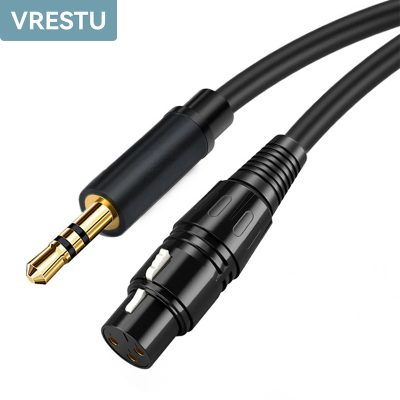 Jack 3.5mm to XLR Microphone Speakers Audio HiFi Cable XLR F