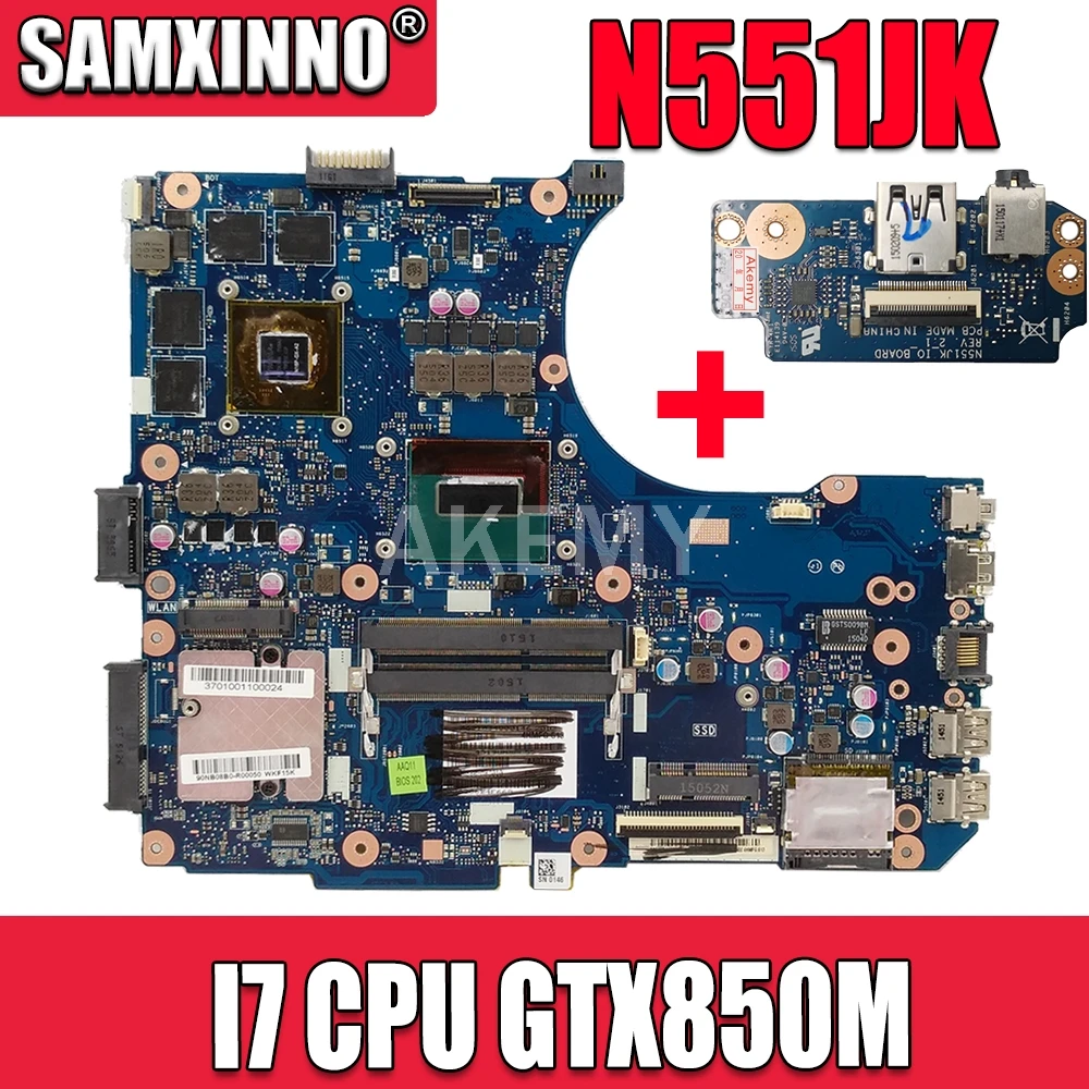 

Send board+N551JK Motherboard I7 CPU GTX850M For Asus N551JK G551J N551JQ N551JM N551J G551JK laptop Motherboard Mainboard