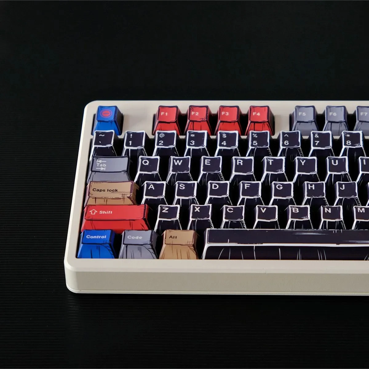 151 клавиш колпачки для из ПБТ с сублимационной краской комиксов черные со