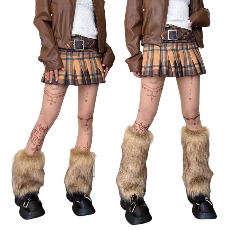 

Зимние женские гетры из искусственного меха, пушистые пушистые чехлы для ботинок, теплые плюшевые сексуальные леггинсы, длинные