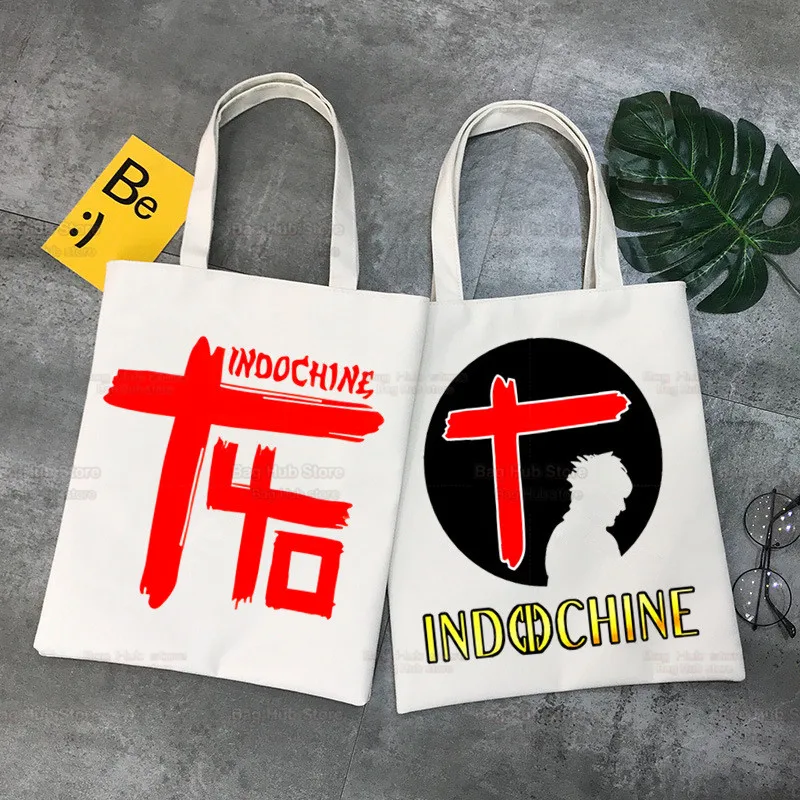 

Indochine Pop Rock Wave French Band Shopping Bag Bolsas De Tela Grocery Shopper Shopping Jute Bag Travel Canvas Bags