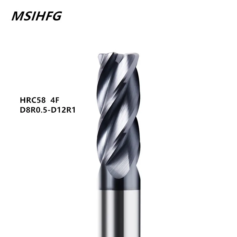 

HRC58 4F Carbide Ball Nose End Mill Aluminium wood Copper Processing CNC Router Tungsten Steel Sprial Bit Carbide End Mill