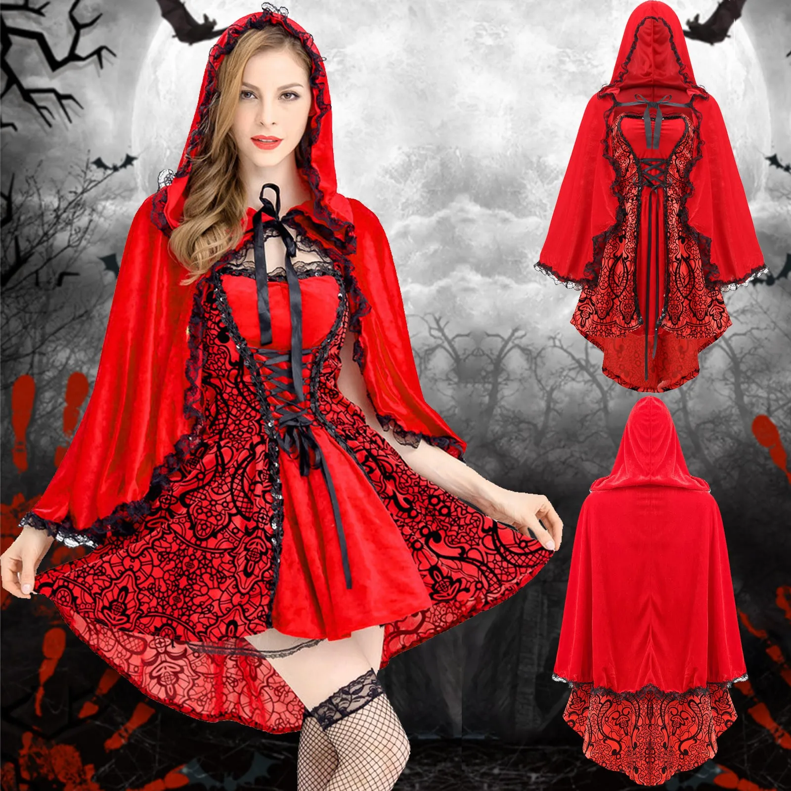 

Детские костюмы для косплея, женское повседневное модное ретро готическое кружевное платье, накидка, мини Сетчатое платье, наборы, металлич...