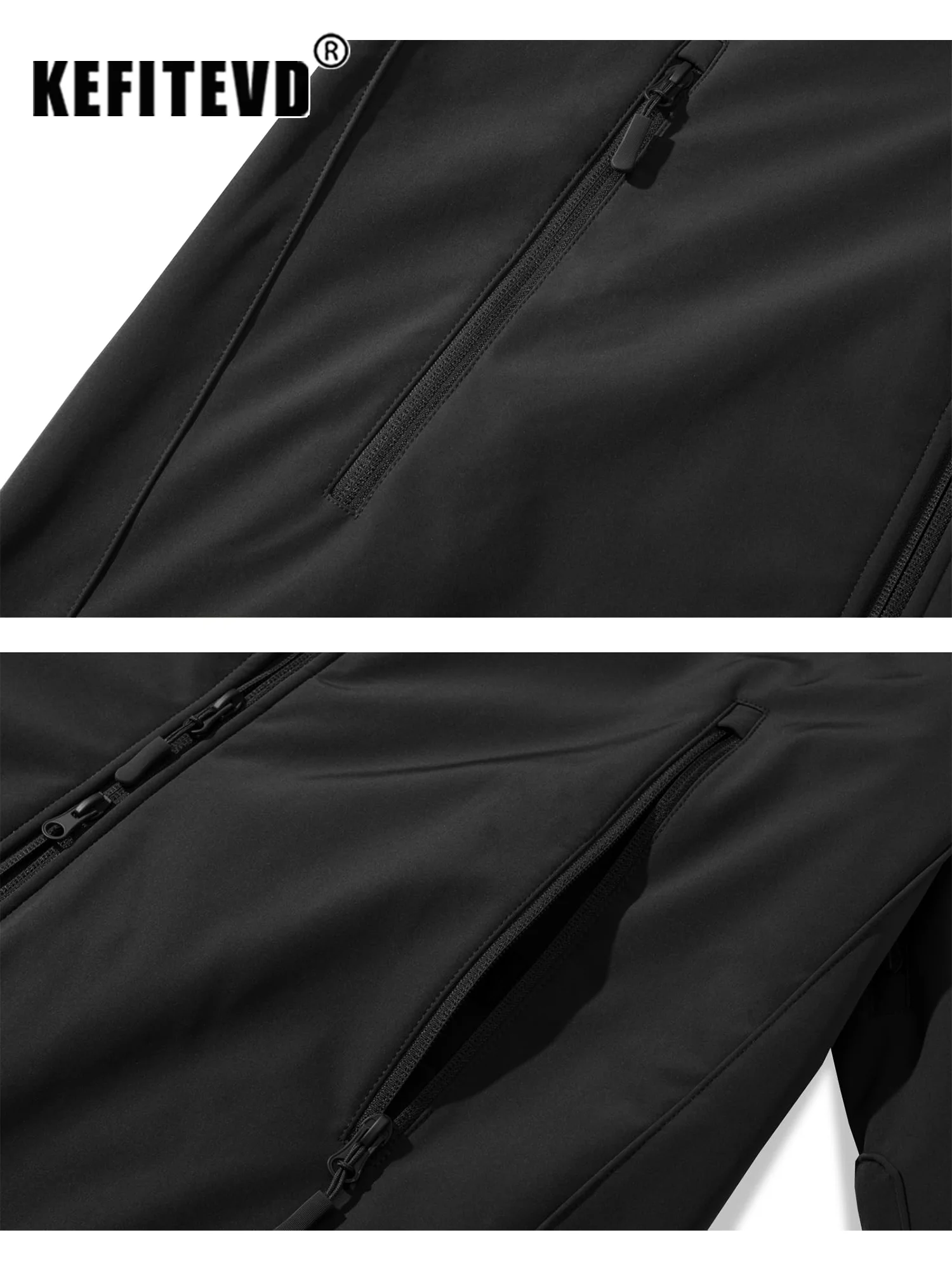 KEFITEVD Зимняя куртка Soft Shell для мужчин с флисовой подкладкой водонепроницаемая