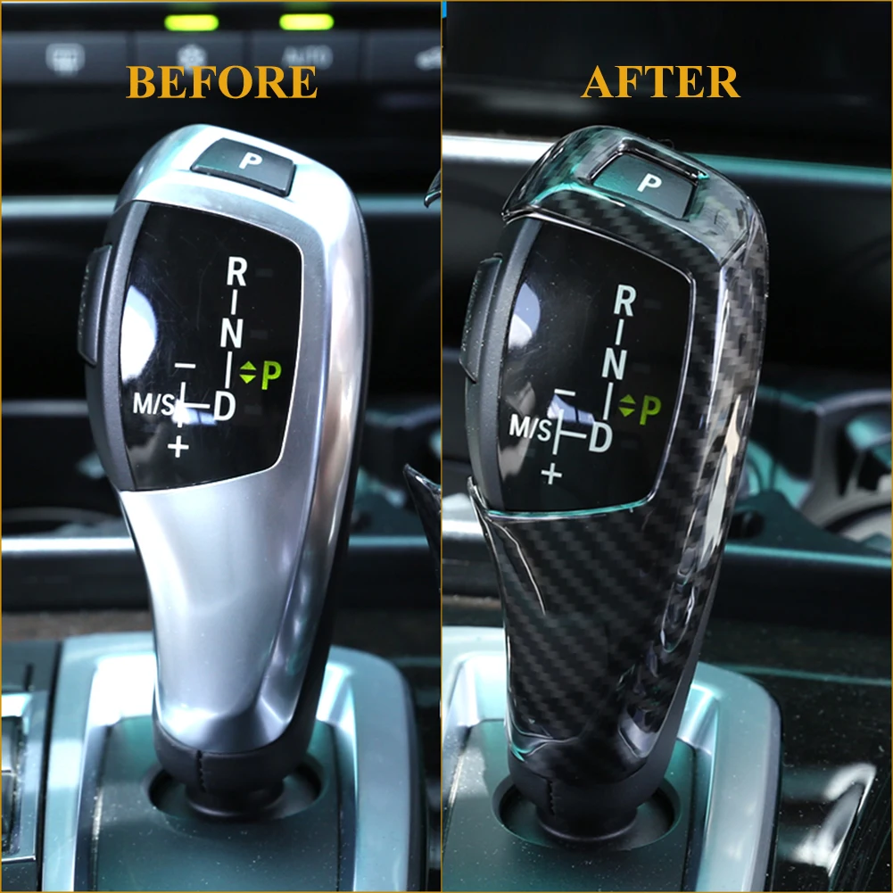 Carbon Fiber ABS Car Gear Shift Knob Cover Trim Sticker Auto Interior Accessories For BMW Series 5 E60 E70 E71 X5 X6