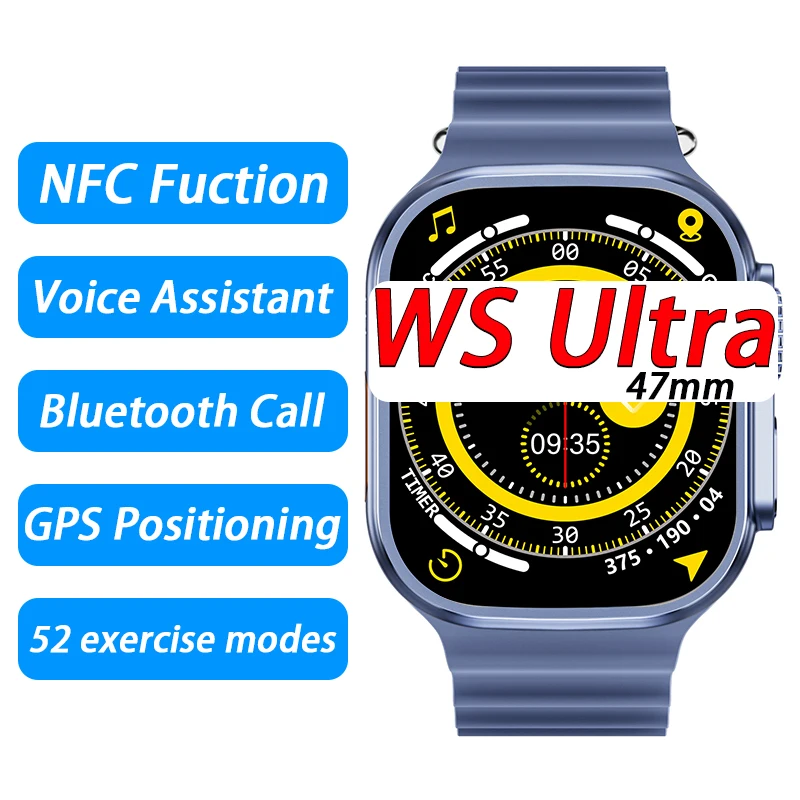 

Смарт-часы IWO Ultra Series 8 47 мм, умные часы с функцией GPS, ЭКГ, Bluetooth, беспроводной зарядкой и голосовым помощником WS Ultra