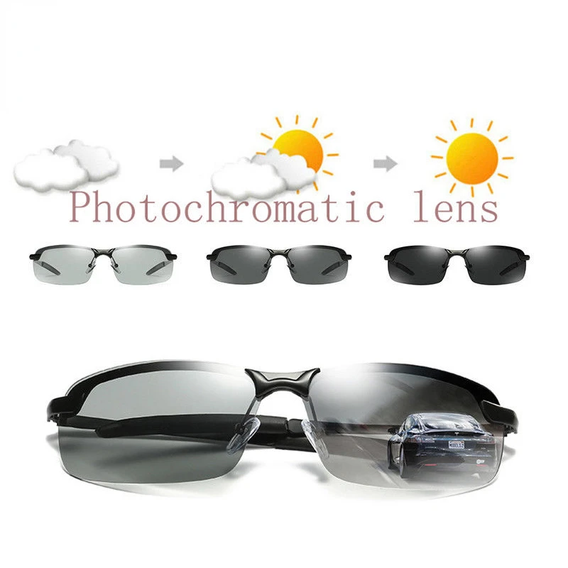 

Photochromic Polarized Sunglasses for Men Classic Driver's Sun Glasses Eyewear Vintage Eye Glasses Fishing Discolor Lens UV400