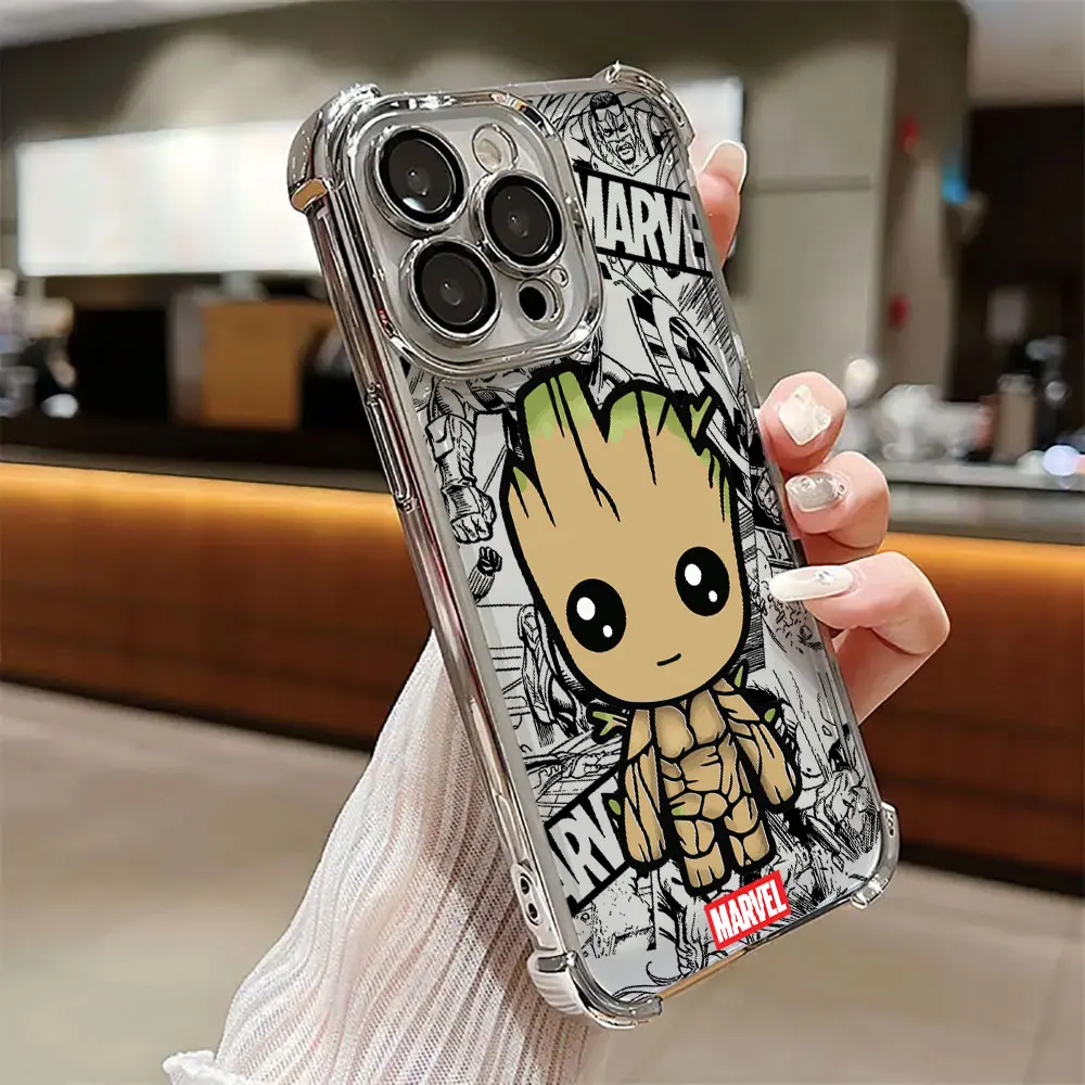 Фото Противоударный чехол Marvel Groot Rocket Raccoon Cute для iPhone 17E, 17, 16 Pro, 15, 14, 13, 12, 11 Pro Max, 17 Air, 16E, 15 Plus №3