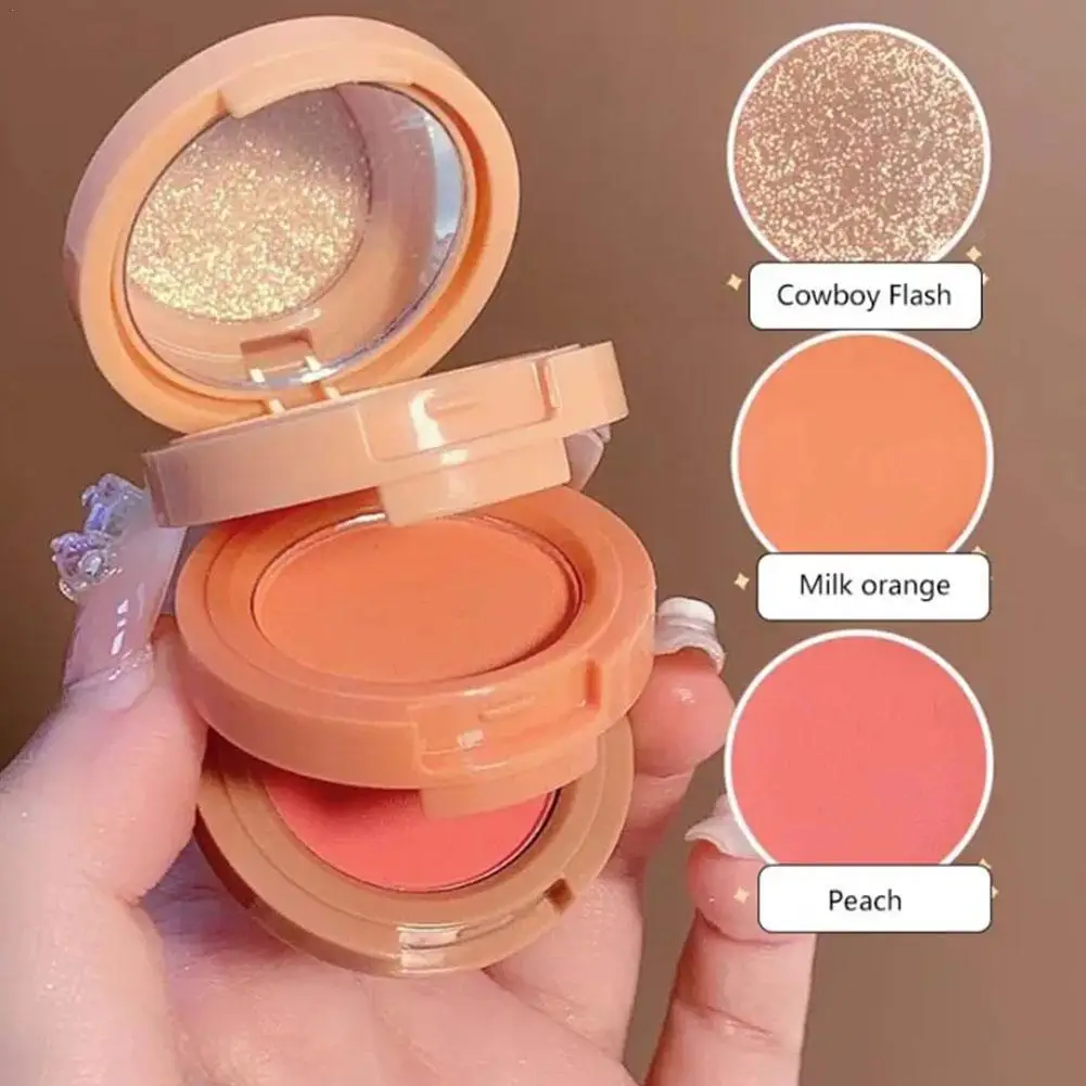 

New 3 In 1 Matte Highlighter Blush Palette Pearly Blush Female Palette Shiny Eyeshadow Multifunctional Cosmetics Face Makeup