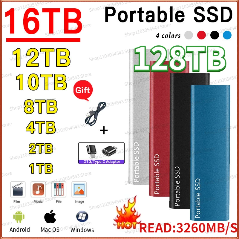 

External hard drive 1TB High-Speed SSD 2TB External Hard disk Solid-state Disk Hard Drive for Laptop/Desktop/Mac ps4 Original