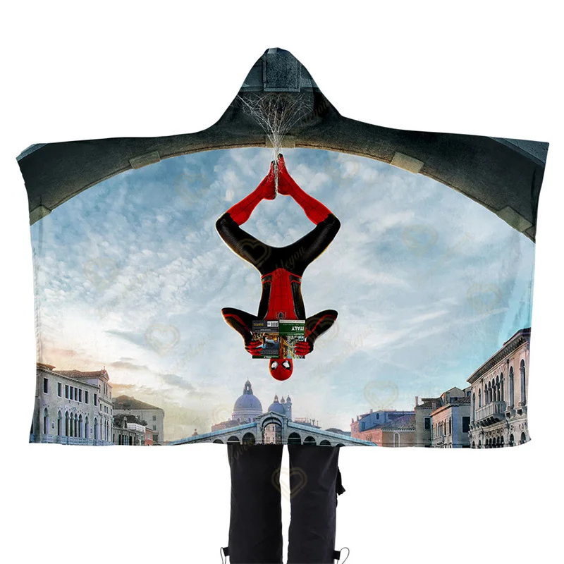 

Marvel Flannel Blanket Children Play 3D Plush Bedspread for Kids Boys Adult Throw Couch Hooded Cover Travel Portable Bedspread