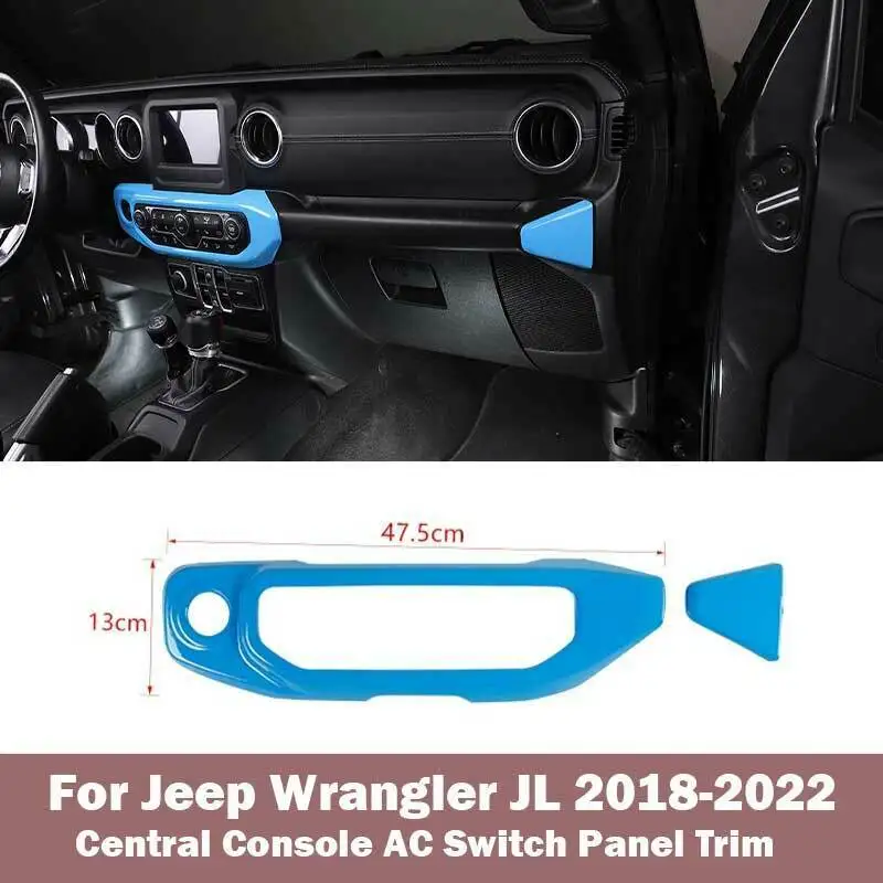 

For Jeep Wrangler JL 2018-2022 Light Blue Central Console AC Switch Panel Trim