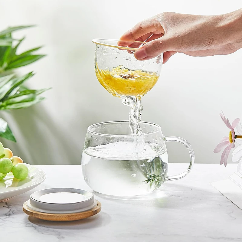 1 Шт. Термостойкая Чашка Из Боросиликатного Стекла С Сетчатым Фильтром Ручкой И