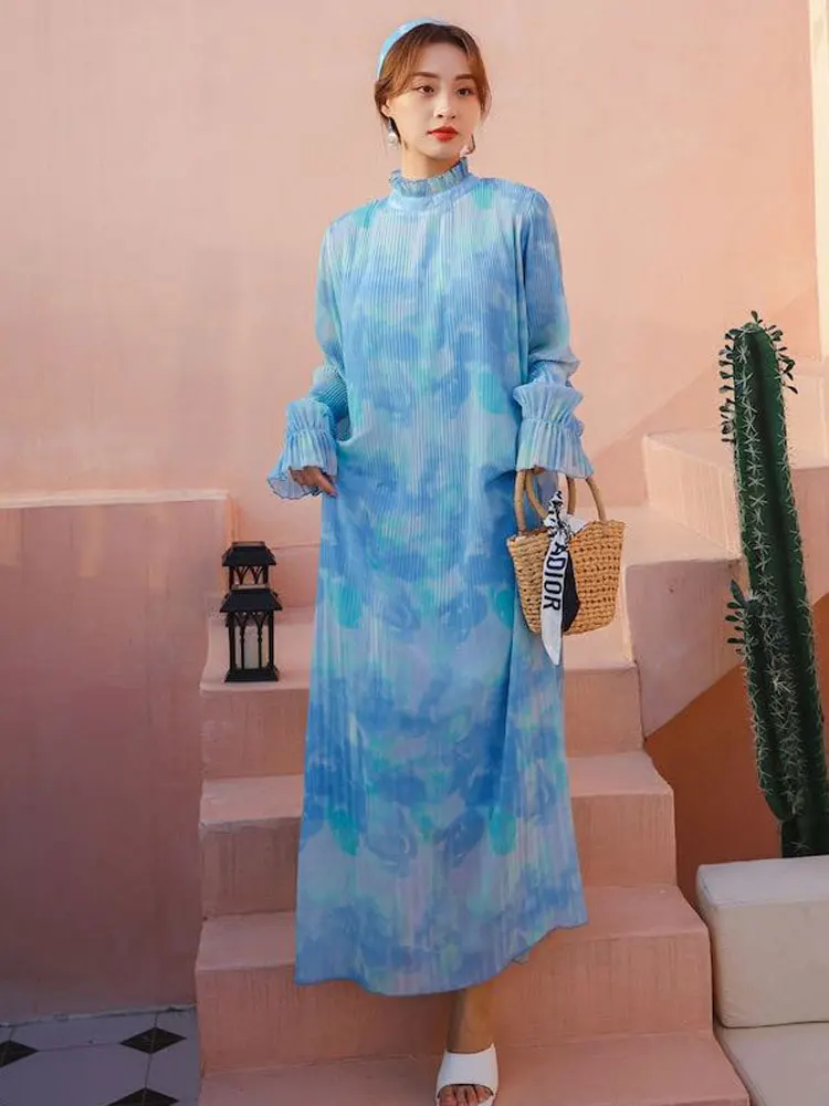 

Женское пляжное платье с принтом, Длинное свободное платье большого размера с длинным рукавом, в богемном стиле, для путешествий, отпуска, л...