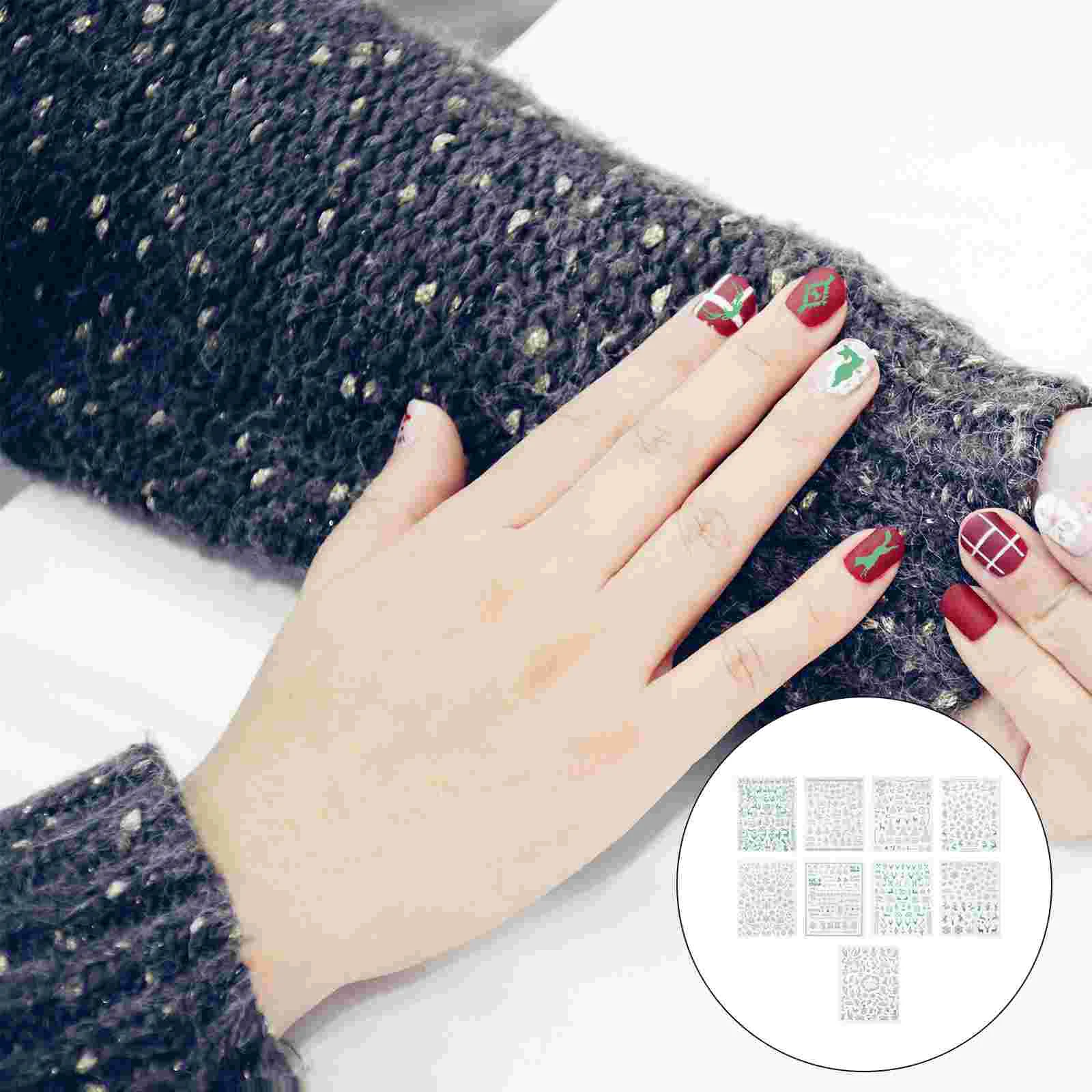 

Nail Stickers Christmasdecalsfor 3D Decal Winter Adhesive Self Strips Polish Tree Sticker Manicure Fingernail