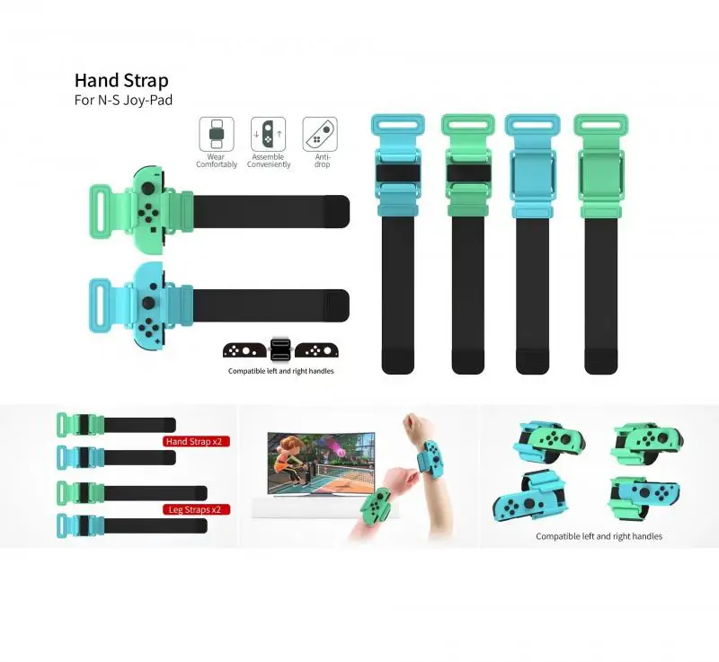 

Adjustable Sports Straps For Switch OLED Gamepad For Switch Controller Left And Right Small Handle Wrist Strap + Leg Strap Set