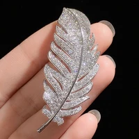 feather leaves roses pearl rhinestones metal suit brooch fashion clothing accessory jewelry for women men wedding bridal party