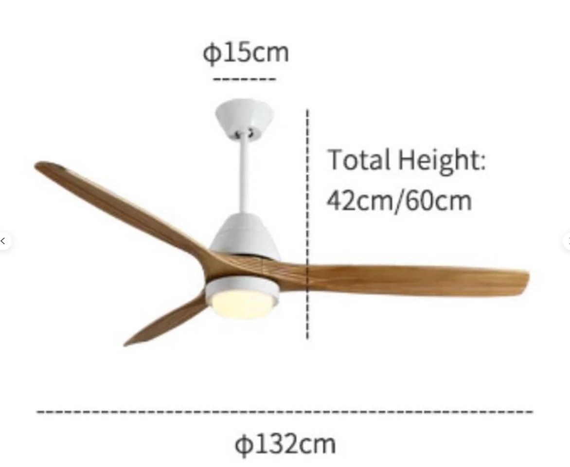 

Strong Wind Ceiling Fan Light American Retro Fan Light Restaurant Living Room Wind Variable Frequency Solid Wood Fan Light
