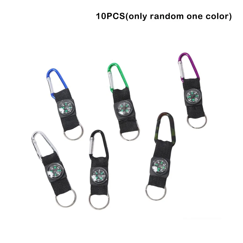 

10 Pieces Compasses Carabiner Portable Keychain Color Random