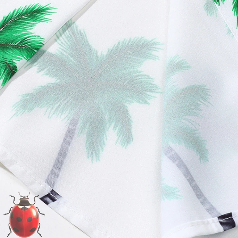 Full Green Coconut Tree Print Men Women Hawaii beach Casual Short Shirts