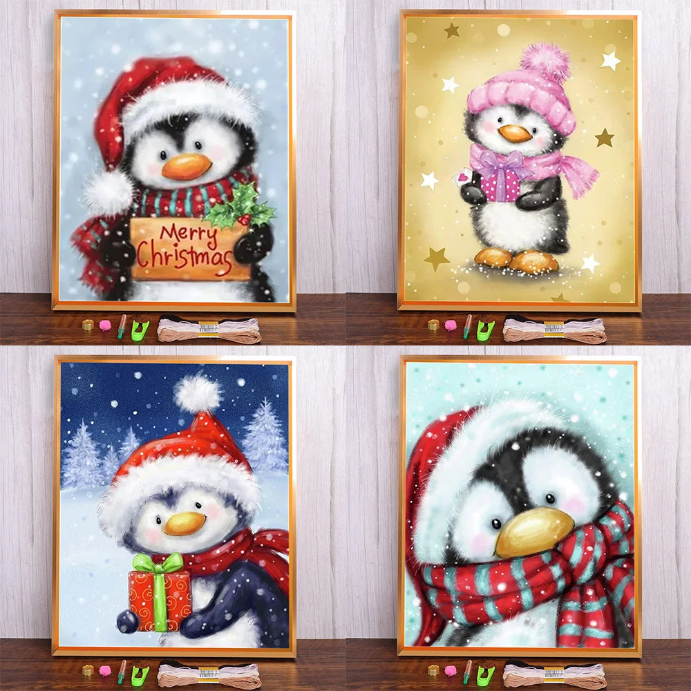 Рождественский мультяшный Пингвин с предварительной печатью 11CT Набор для