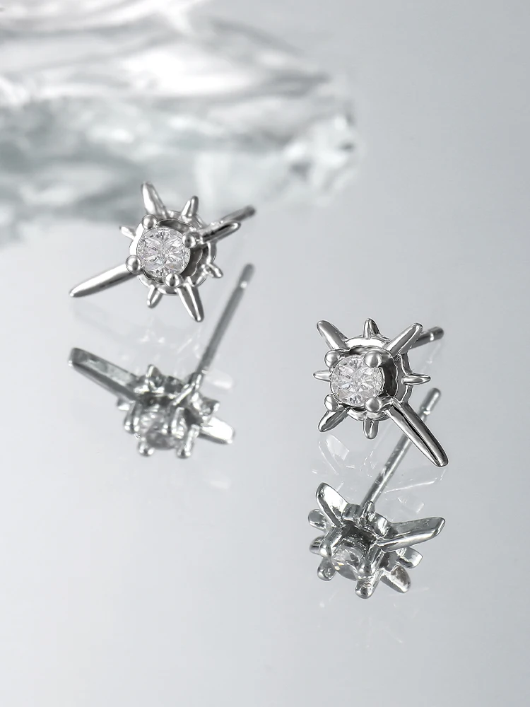 Voyage Eight Awn Star Light Luxury Zircon Stud Earrings Small Women Men's Design Sense Advanced Fashion Man Ea...