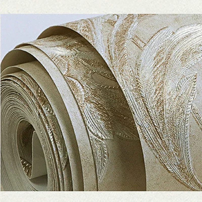3D Embossed Texture Wall Paper Luxury Natural Fiber Black Gray Beige Brown Non-woven Wallpaper Living Room Background
