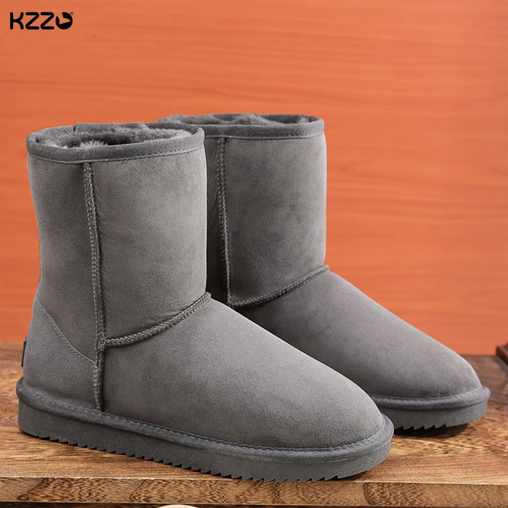 KZZO/мужские австралийские классические зимние ботинки из натуральной кожи до