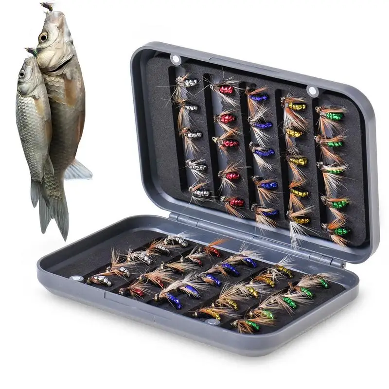 

Fishing Lures Hooks 50-Pcs Realistic Fly Fishing Baits Hooks Sharp Barbed Fishhook Lightweight Fishing Lure Hook For Saltwater