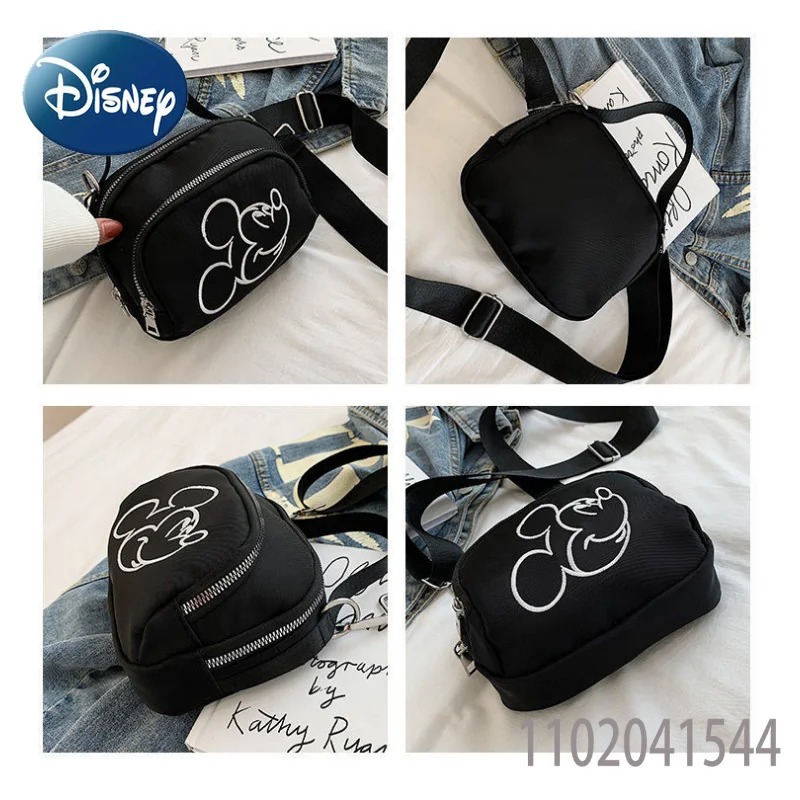 Disney Women's Crossbody Bag for Girls Mickey Mouse Handbag Nylon Fashion High Quality Durable Female Shoulder Bag