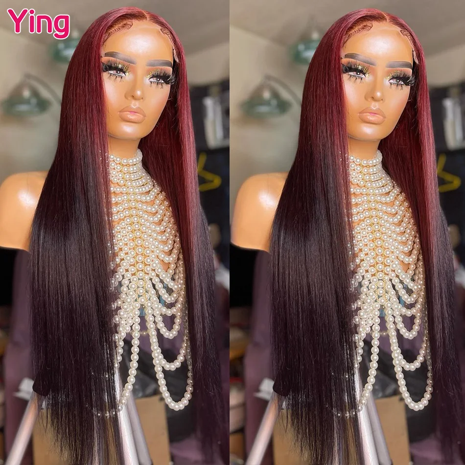Ying Hair Bone Straight Highlight Reddish Brown 12 A 13x4 Lace Front Wig 13x6 Lace Front Wig PrePlucked 5x5 Transparent Lace Wig