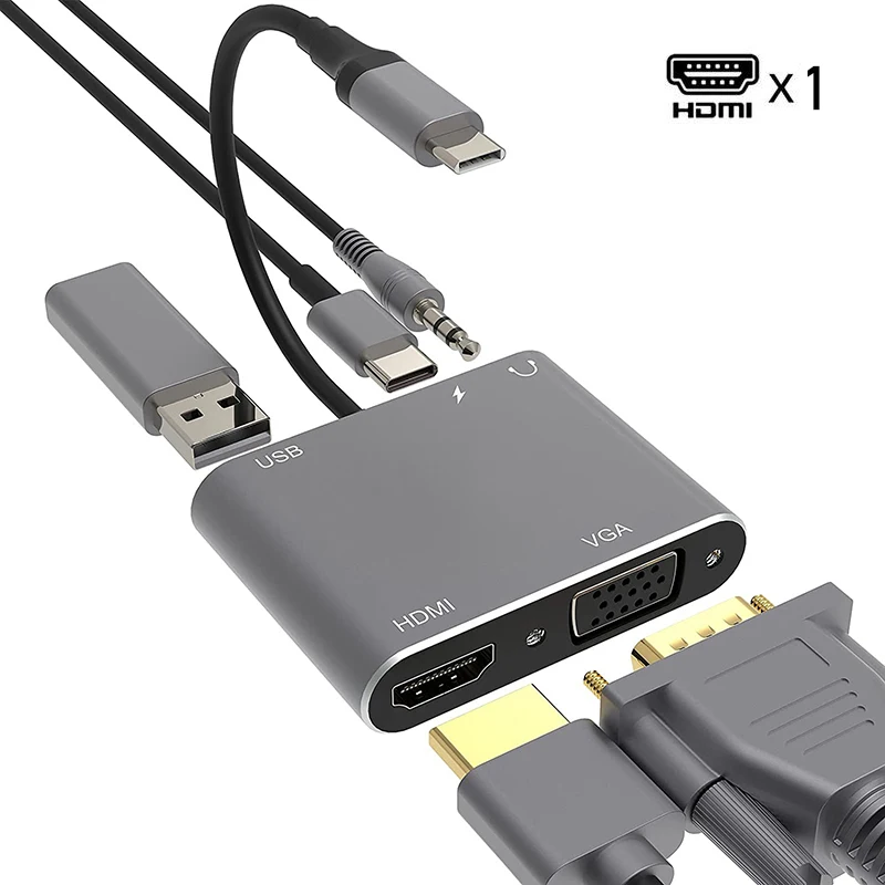 

USB Type C Laptop Docking Station One HDMI VGA Screen Display USB 3.0 Hub Adapter Dock For HP DELL XPS Surface Lenovo ThinkPad