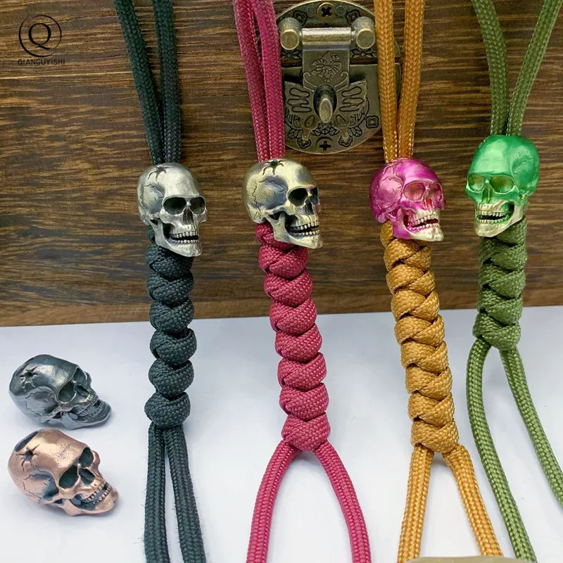EDC бусы на веревочке в стиле панк Череп ретро латунный зонт веревка шнурок