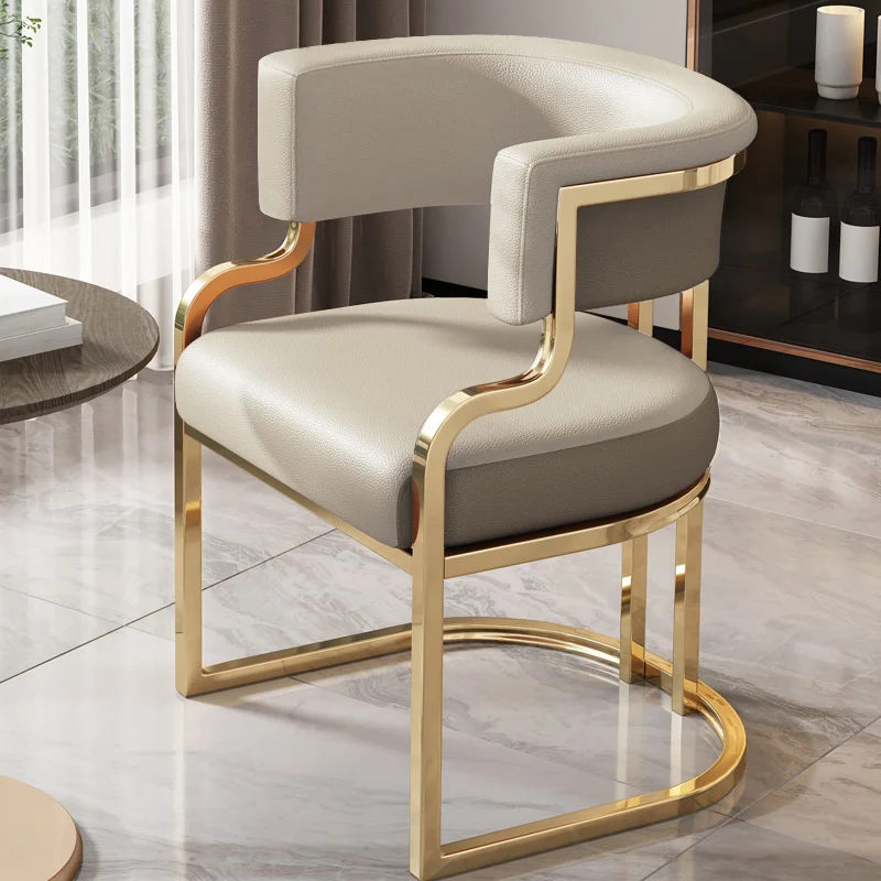 

Backrests Arm Chair Metal Italian Gold Legs Designer Dining Stools Office Living Room Chaises Salle Manger Home Decoration