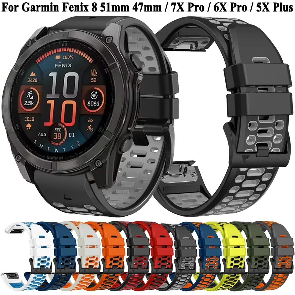 Фото Силиконовый ремешок QuickFit 26 мм 22 мм для Garmin Fenix 8 E 7 7X 6 6X 5/Marq/Epix Pro Gen 2/Forerunner 965 955/Enduro 3 браслет-ремешок №4