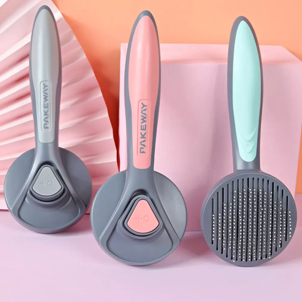 

2022 One Key Dog Hair Self Cleaning Comb Special Pin Needle Massage Cleaner Pet Brush for Dog Cat Animal Fur Tools