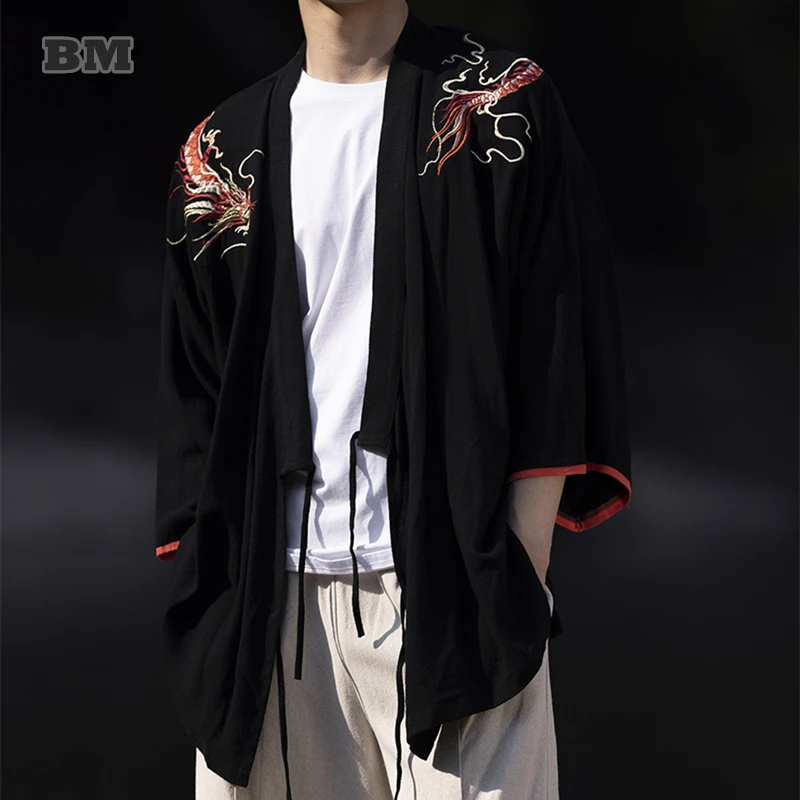 Chinese Traditional Dress Cotton Linen Hanfu Cardigan Men Clothing Plus Size Embroidery Shirt Vintage Oversize Tang Suit Tops