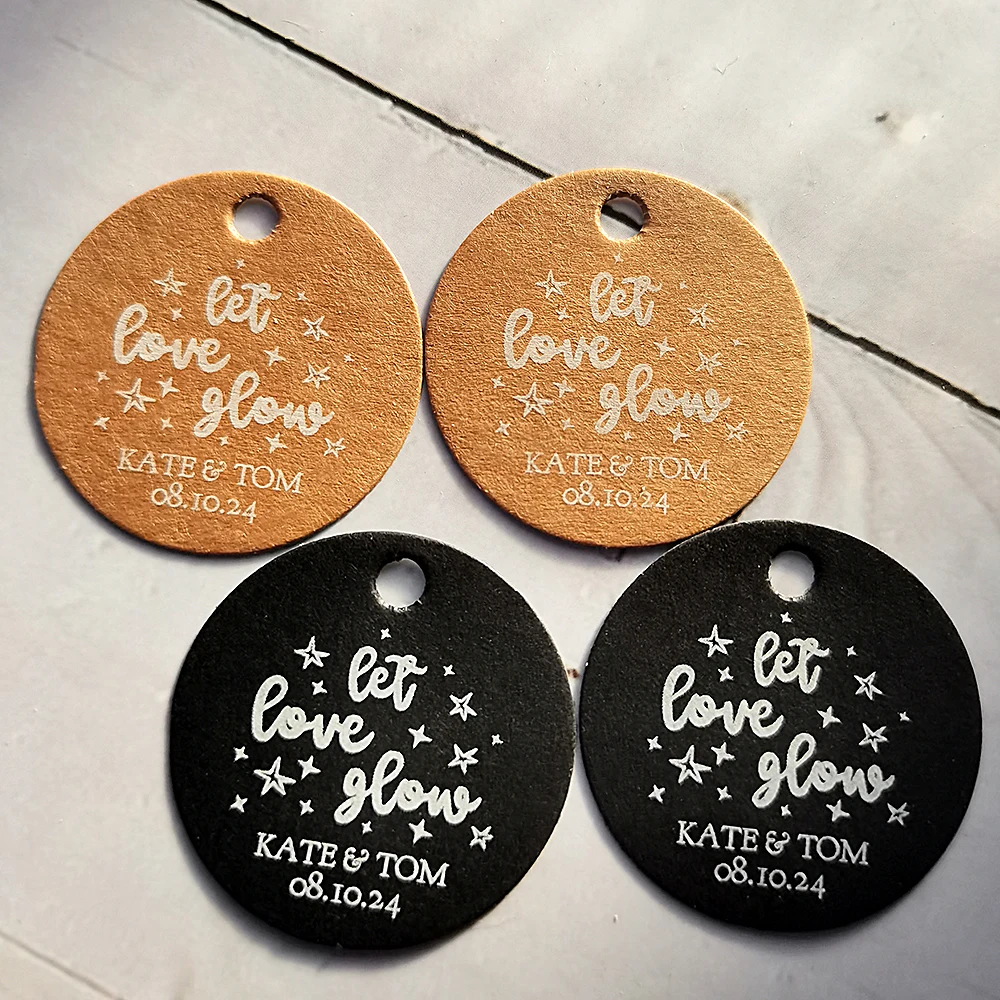 BY41-35 мм, диаметр 3,5 см, Круглая этикетка из крафт-бумаги/черной бумаги Let Love Grow, настройте ваше имя и дату, свадебные этикетки
