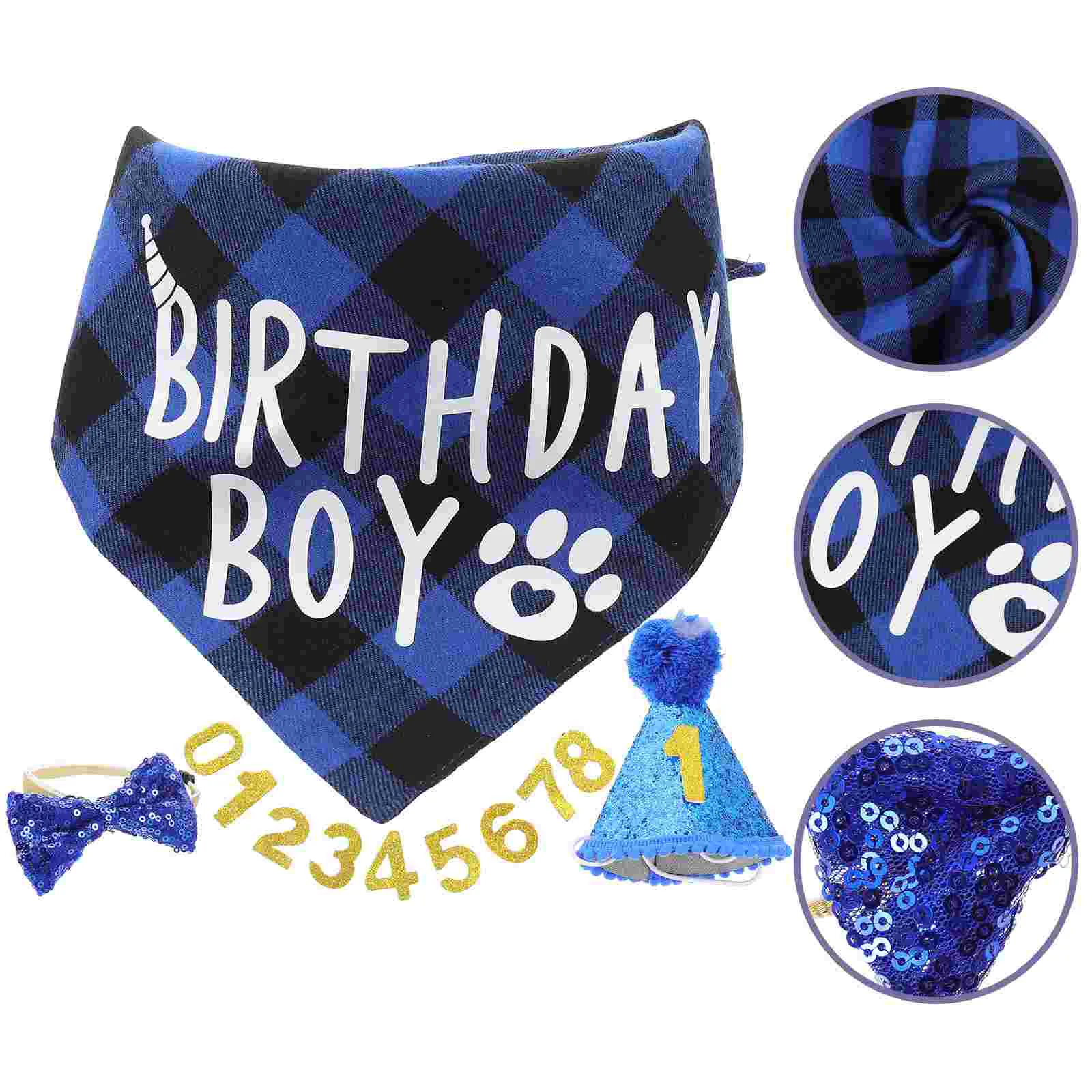 

Dog Birthday Boy Party Hat Scarf Pet Supplies Bandana Costume Pets Puppy Bibs Decor Bandanas Collar Outfit Cat Tie Bow Bowtie