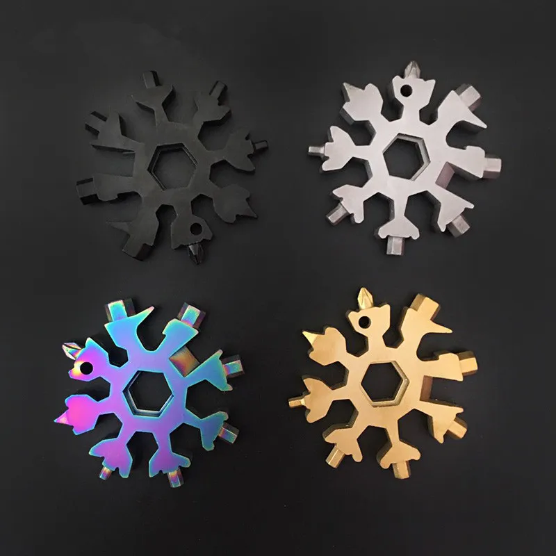 

18 In One Snowflake Tool Multifunctional Snowflake Wrench Snowflake Screwdriver Octagonal Tool Outdoor EDC Tool Card