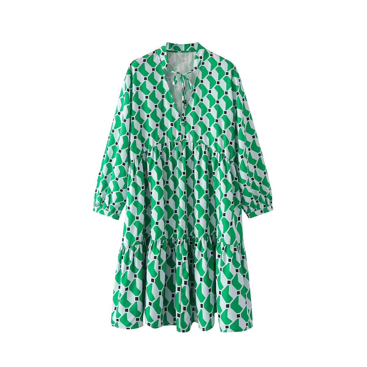 

Летние женские платья 2022, женское модное мини-платье с принтом, женское платье с V-образным вырезом и длинным рукавом