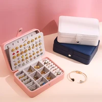 spot new leather portable jewelry box double layer simple earrings earrings ring display storage box perfume gift giving