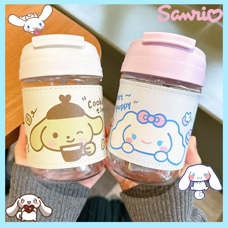 

Sanrio Cinnamoroll Plastic Mug Kuromi Pachacco Portable High Temperature Resistant Straw Mug Coffee Mug Drink Handheld Mug