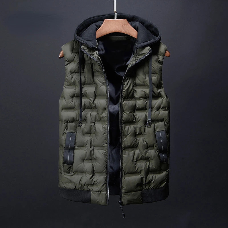 

2022 Men's Vest Autumn Winter New Vest Casual Waistcoat Men's Sleeveless Jacket Warm Overcoats Hat Detachable Plus Size C139