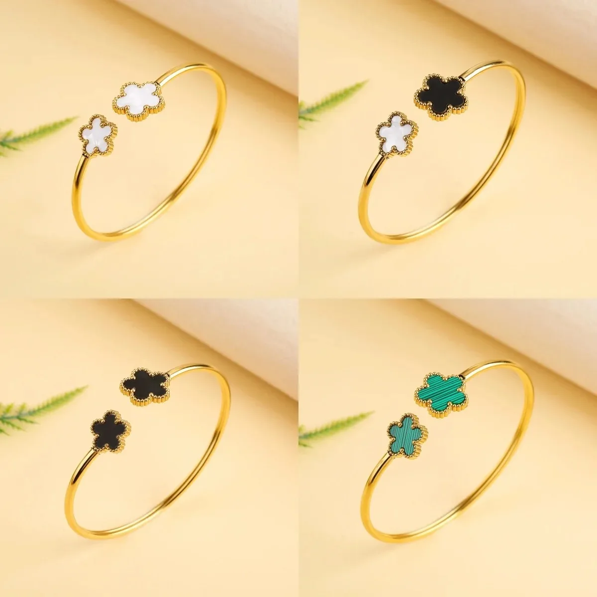 Креативный цветной эмалированный браслет в форме капли пятилистный цветок из