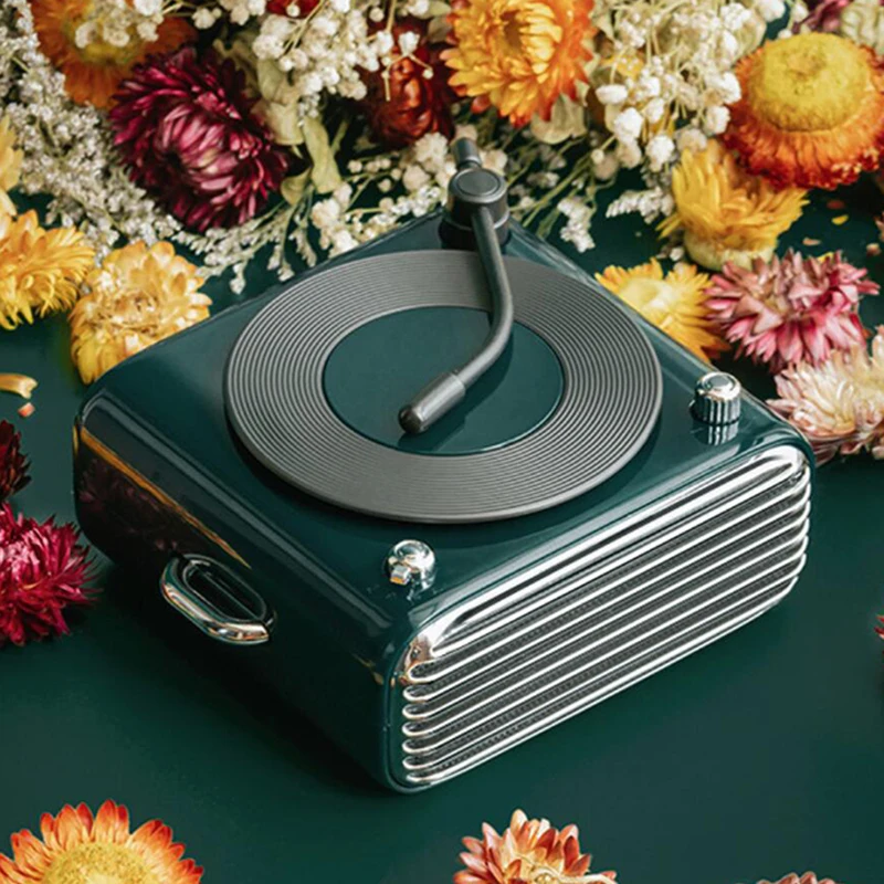 

New Retro Vinyl Record Player Bluetooth 5.0 Speaker 6D Surround Sound Portable Mini Audio Long Battery Life Support TF Card Play