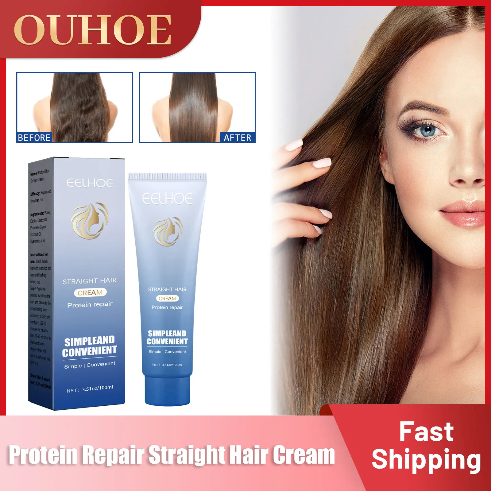 

Protein Repair Straight Hair Cream Nourish Improve Frizz Damage Soften Curly Perm Dryness Treatment Smooth Correction Hair Cream