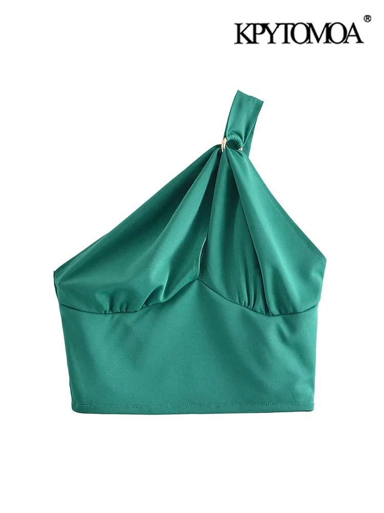 

Кроп-топ KPYTOMOA женский с золотистой пряжкой, модный винтажный ассиметричный шейный топ на широких бретелях