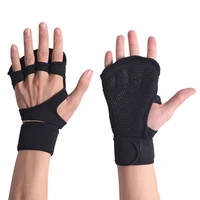 1pair weightlifting training gloves men sports fitness body building pull up protector gloves gym dumbbell grips wrist support