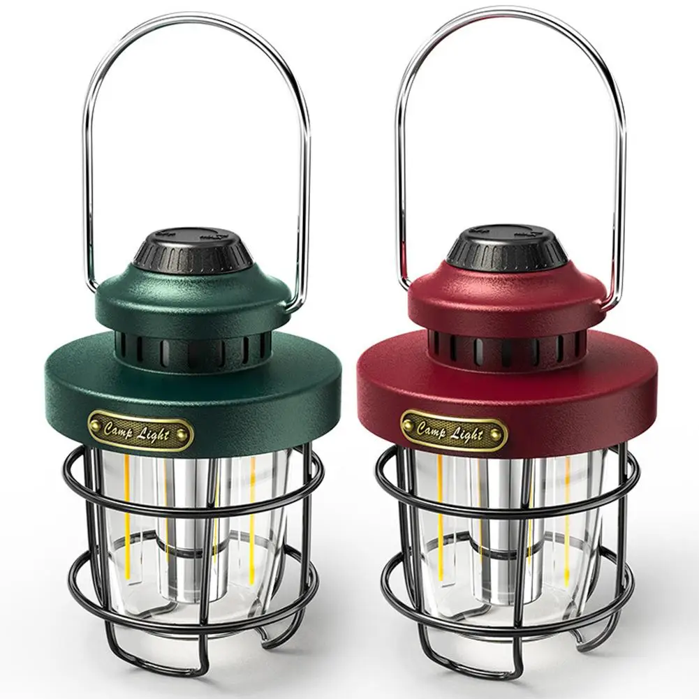 

Portable Camping Lantern Tent Lights 4 Levels Power Display Outdoor Retro Rechargeable Emergency Work Lights